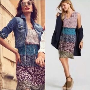 Cabi Dani georgette smocked chiffon colorful boho dress size XS